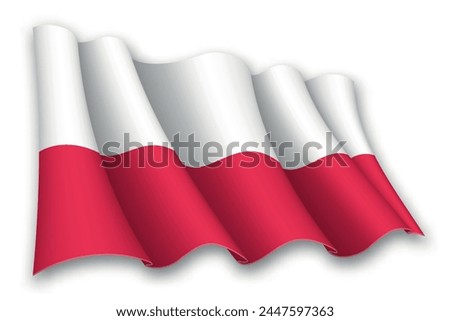 Realistic waving flag of Poland isolated on white background