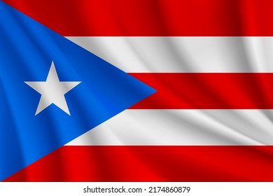 Realistic waving flag of Puerto Rico vector background.