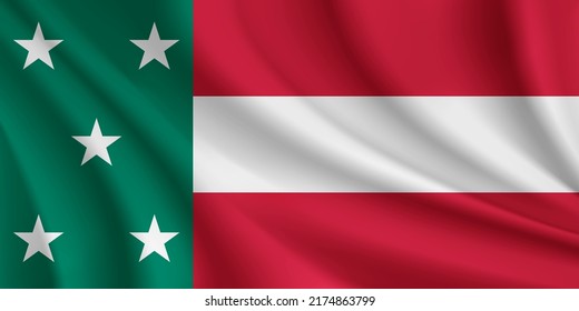 Realistic waving flag of the Republic of Yucatan vector background.