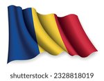 Realistic waving flag of Romania