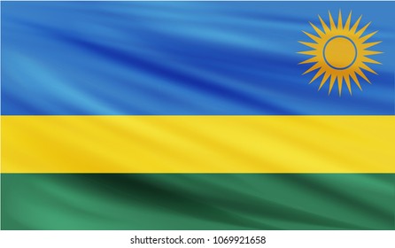 Realistic waving flag of the RWANDA,Fabric textured flowing flag,vector EPS10