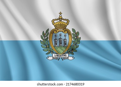 Realistic waving flag of San Marino vector background.