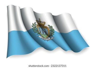 Realistic waving flag of San Marino