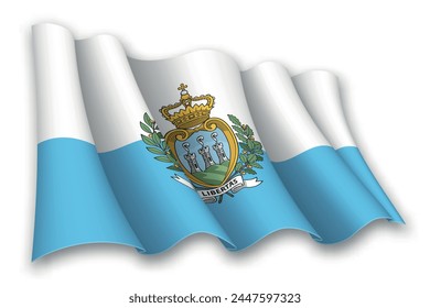 Realistic waving flag of San Marino isolated on white background