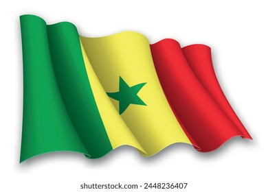 Realistic waving flag of Senegal isolated on white background