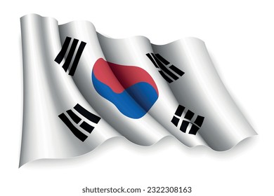Realistic waving flag of South Korea