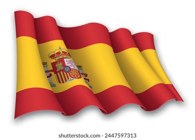 Realistic waving flag of Spain isolated on white background