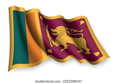 Realistic waving flag of Sri Lanka