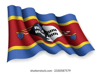 Realistic waving flag of Swaziland