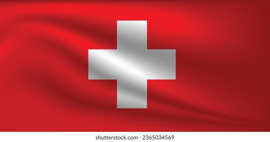 Realistic waving flag of Switzerland vector illustration