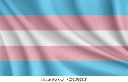 Realistic waving flag of Transgender Pride vector background.