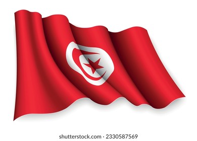 Realistic waving flag of Tunisia