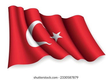 Realistic waving flag of Turkey
