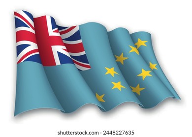 Realistic waving flag of Tuvalu isolated on white background