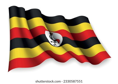 Bandera ondeada realista de Uganda