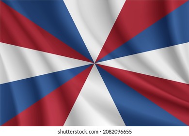 Realistic waving flag of Union Jack of Netherlands vector background.