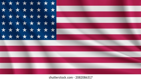 Bandera ondulante realista del fondo vectorial de los Estados Unidos (1912-1951).