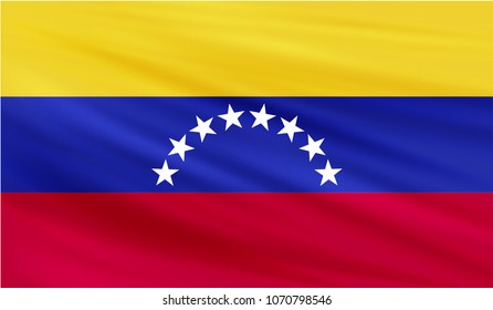 Realistic waving flag of the Venezuela,Fabric textured flowing flag,vector EPS10