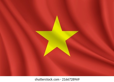 Realistic waving flag of Vietnam vector background.