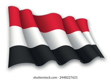 Realistic waving flag of Yemen isolated on white background