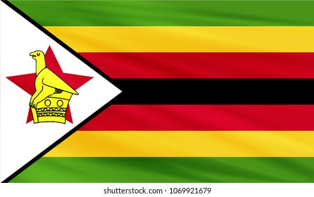 Realistic waving flag of the ZIMBABWE,Fabric textured flowing flag,vector EPS10