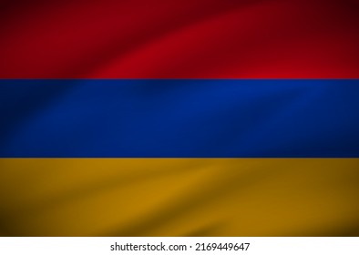 Vector de fondo de la bandera de Armenia ondulada realista. Ilustración vectorial del Día de la Independencia de Armenia.