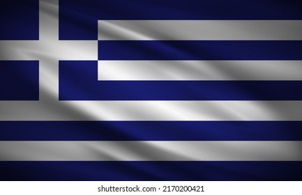 Realistic wavy flag of Greece background vector. Greece wavy flag vector