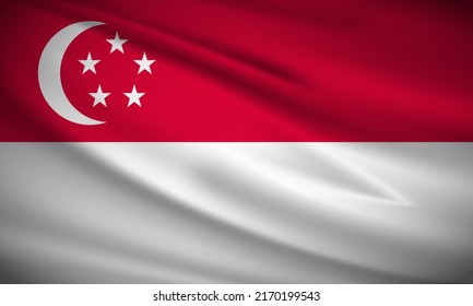 Realistic Wavy Flag Singapore Background Vector Stock Vector (Royalty ...