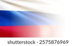 Realistic wavy national flag of the Russian Federation with blurred edge isolated on white background. Russia flag state symbol for celebrating patriotic holidays. 3d vector illustration