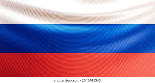 Bandeira nacional ondulada realista da Federação Russa. País símbolo patriótico para o dia da Rússia, Dia da Unidade, Dia do Defensor da Pátria. ilustração de vetor 3d
