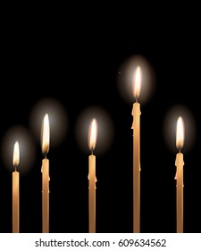 realistic wax candles in the darkness, vector