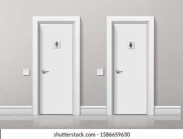 Realistic WC Toilet Doors For Male And Female. EPS10 Vector