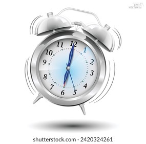 concepto realista de sonido de alarma de reloj más débil aislado. Eps
