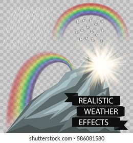 Realistic weather effects isolated on transparent vector background.