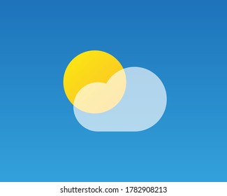 Realistic weather forecast widget for mobile application program template vector illustration. Weather icons collection. Cloud, sun