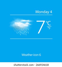Realistic weather icon - cloud with downpour. Vector illustration