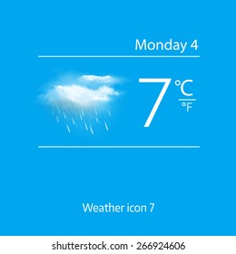 Realistic weather icon - cloud, light rain. Vector illustration