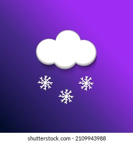 Realistic Weather Icon - A cloud with snow. Illustration on a purple background