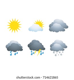 Realistic weather icons set isolated on white background vector illustration