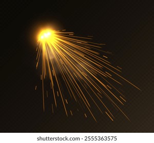 Realistic welding sparks, metal sparkles from the welding machine