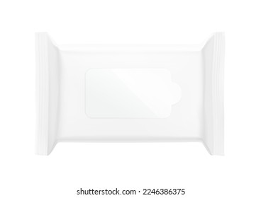 Realistic wet wipes flow bag mockup. Vector illustration isolated on white background. Can be use for your design, promo, adv and etc. EPS10.	