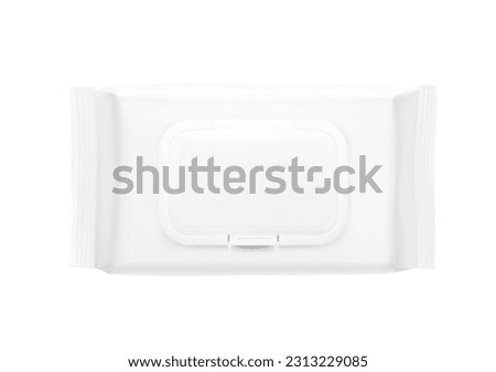 Realistic wet wipes flow package mockup. Vector illustration isolated on white background. Can be use for your design, promo, adv and etc. EPS10.