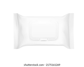 Realistic wet wipes mockup. Vector illustration isolated on white background. Possibility for cosmetic, pharmaceutical, medicine. EPS10.	