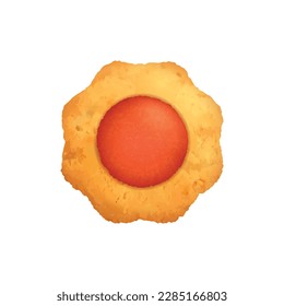 Realistic wheat cookie with orange fruit jam filling top view vector illustration