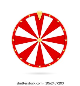 Realistic wheel of fortune isolated on white background. Gambling roulette and fortune wheel concept, casino prize and luck. Vector