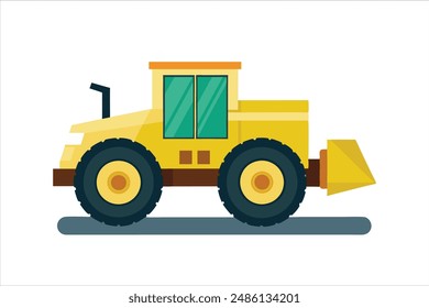 Realistic Wheel Tractor Scraper Construction vehicle vector art illustration.