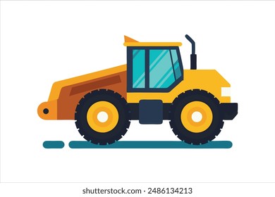 Realistic Wheel Tractor Scraper Construction vehicle vector art illustration.