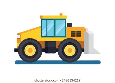 Realistic Wheel Tractor Scraper Construction vehicle vector art illustration.