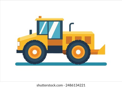 Realistic Wheel Tractor Scraper Construction vehicle vector art illustration.