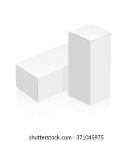 Realistic white 3D boxes isolated on white background. Template vector illustration for your design.